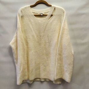 Blushing Heart sweater large cream ivory long sleeve slash neck Blushing Heart